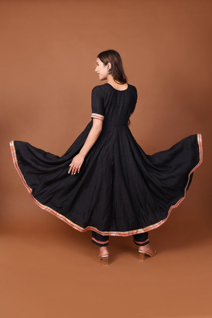 Satin Dupion Anarkali Kurta Set with Dupatta