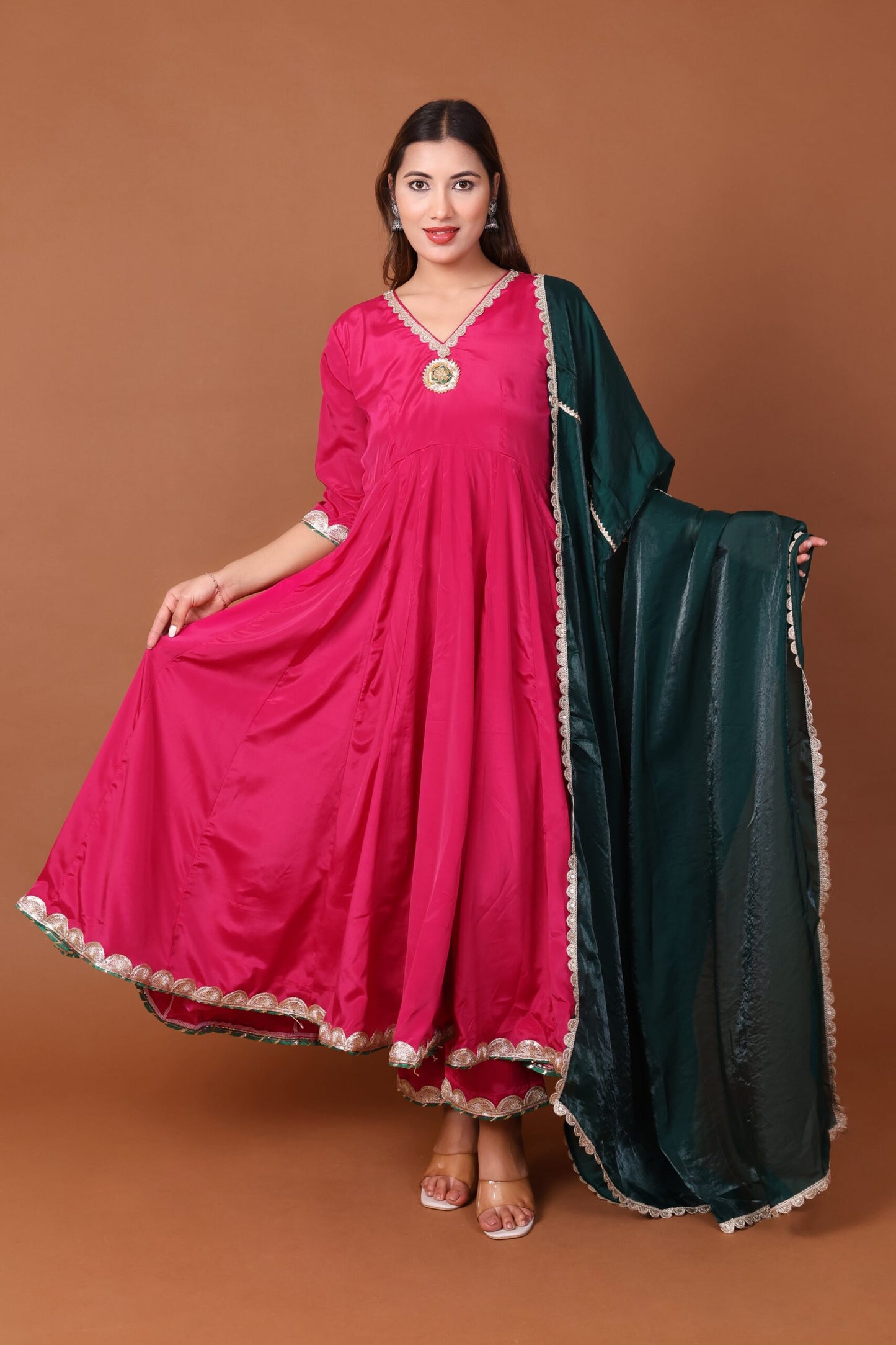 Crepe Anarkali Kurta Set with Dupatta