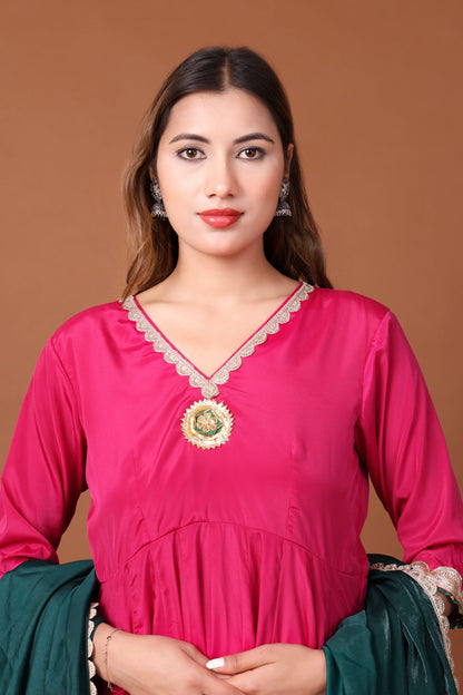 Crepe Anarkali Kurta Set with Dupatta
