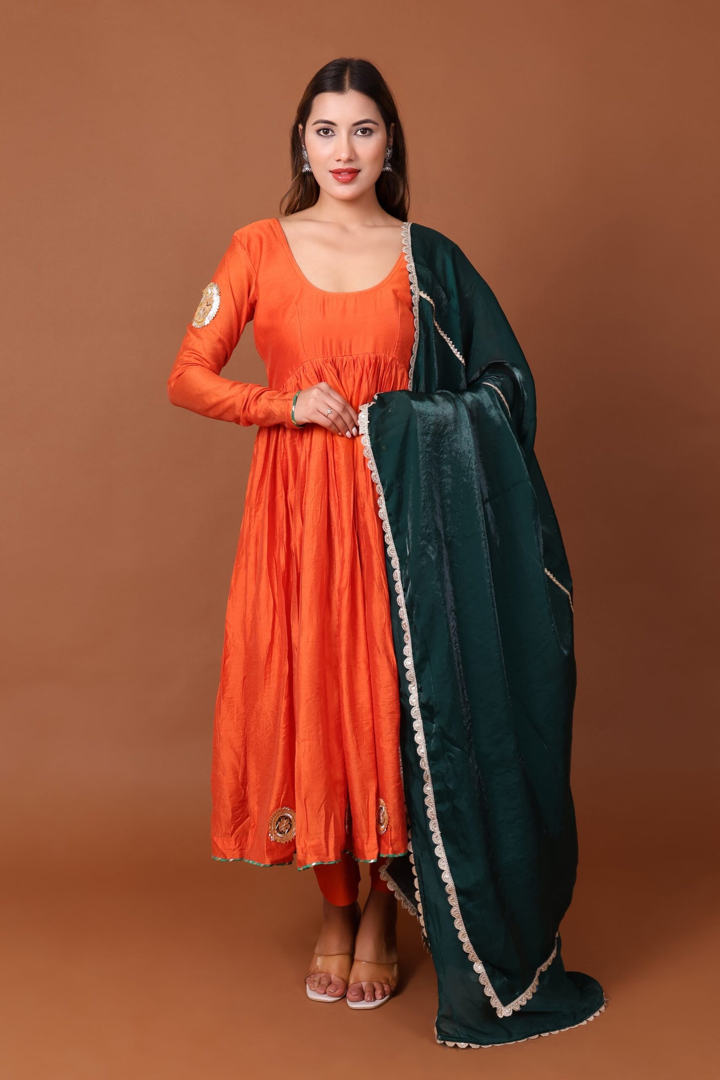Chanderi Anarkali Kurta set with Dupatta