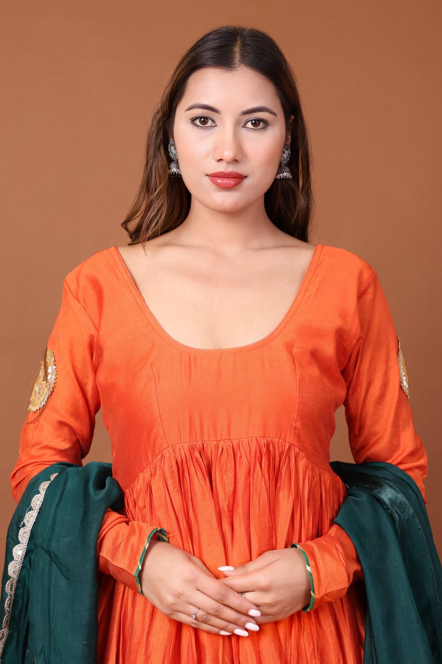 Chanderi Anarkali Kurta set with Dupatta