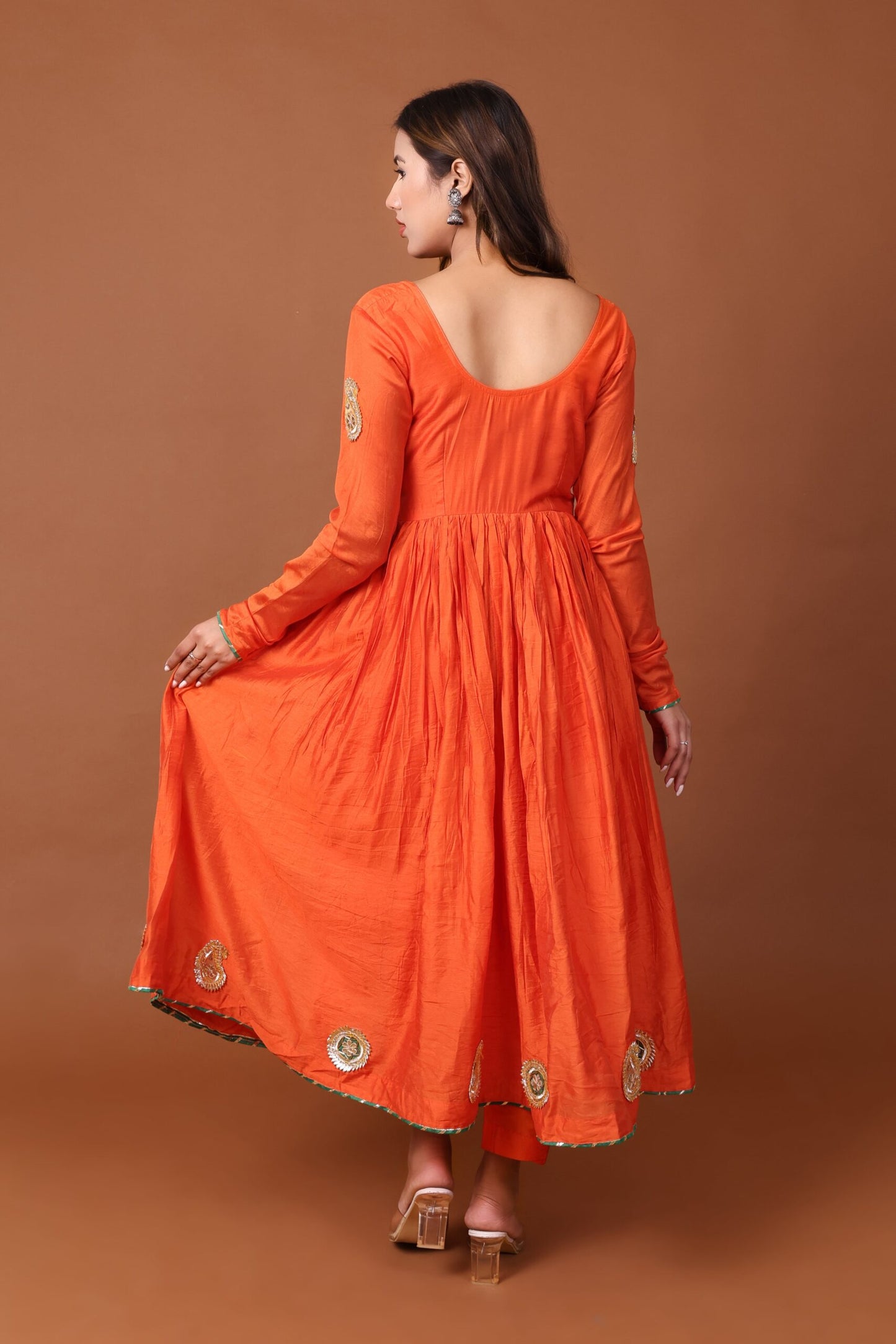 Chanderi Anarkali Kurta set with Dupatta