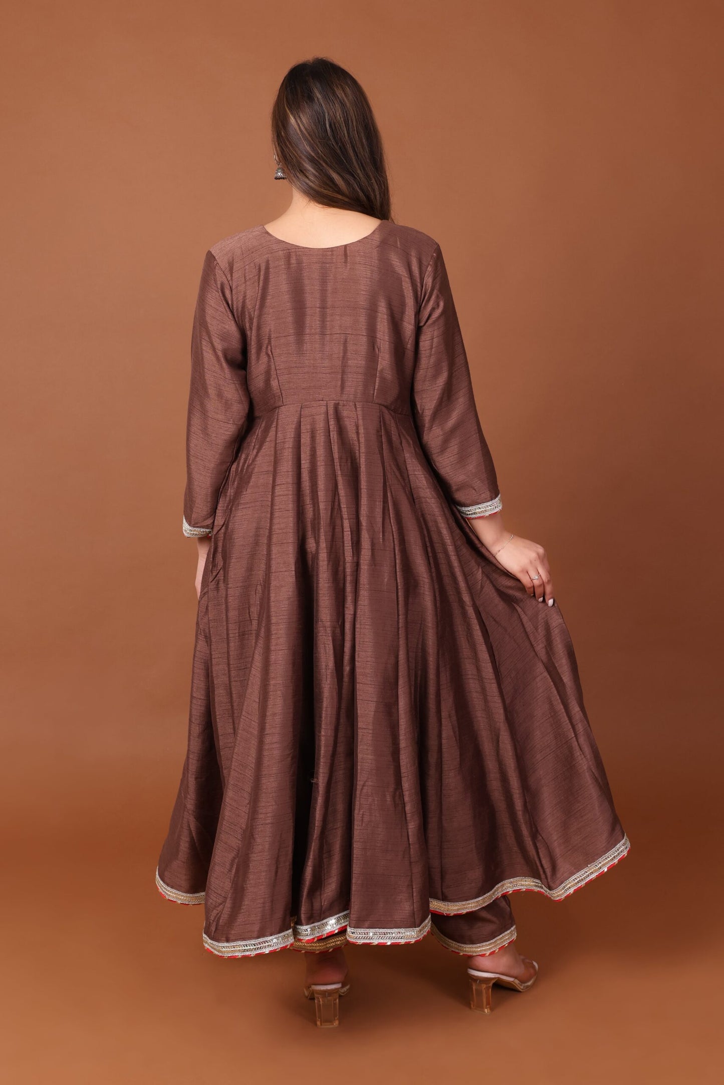 Satin Dupion Anarkali kurta Set with Dupatta