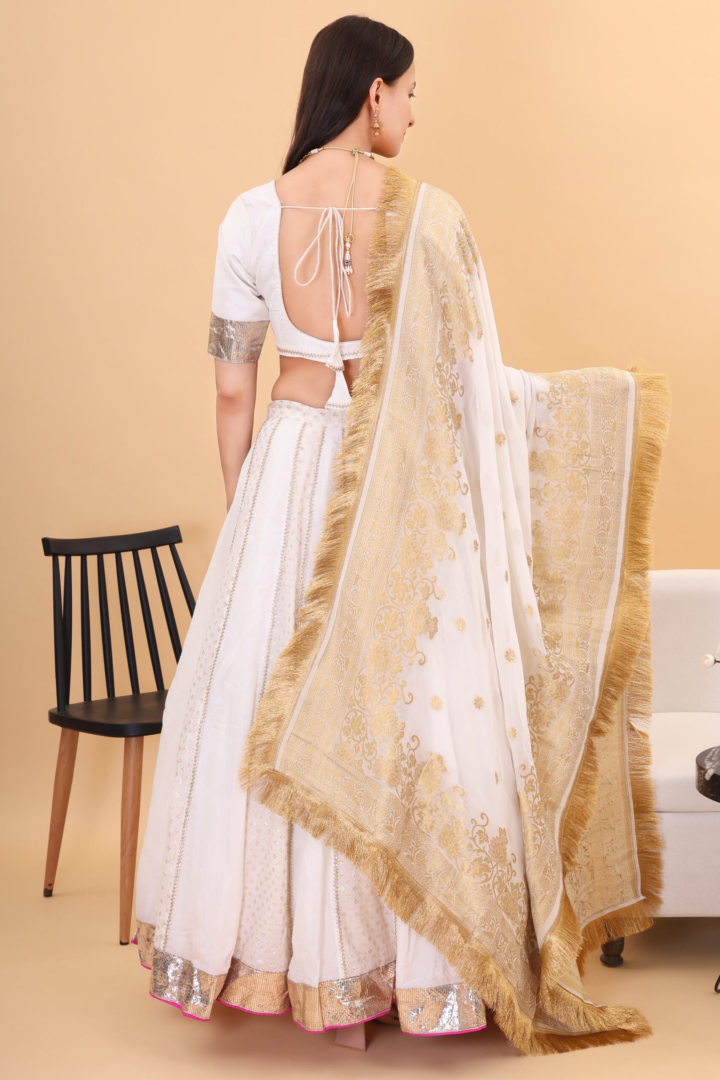 Chanderi silk lehanga set with georgette dupatta