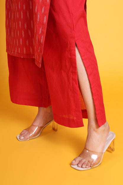 Ikat Strap Kurta with Wide Leg Pant
