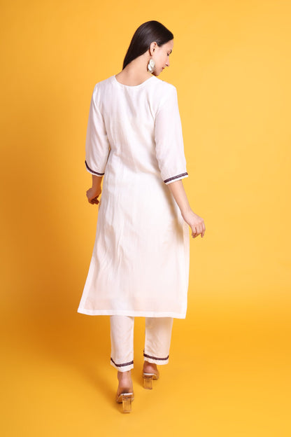 Cotton kurta set with Chicken Lace Work