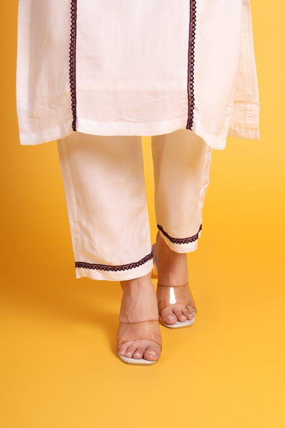 Cotton kurta set with Chicken Lace Work
