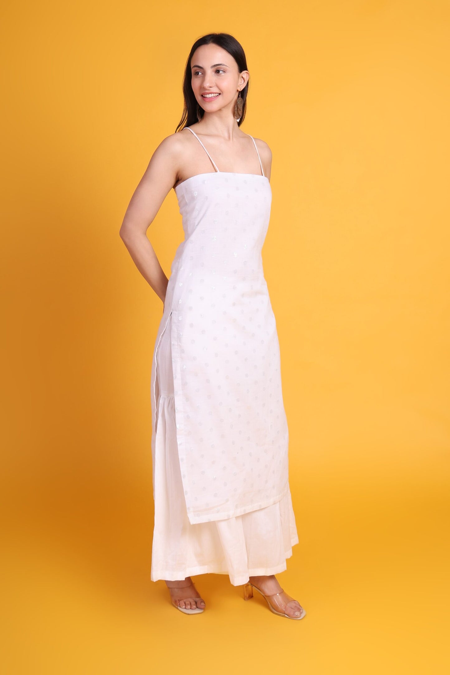 Cotton Noodle Strap kurta with Sharara Pant