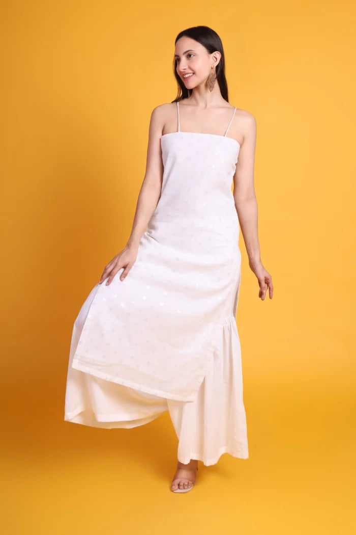 Cotton Noodle Strap kurta with Sharara Pant