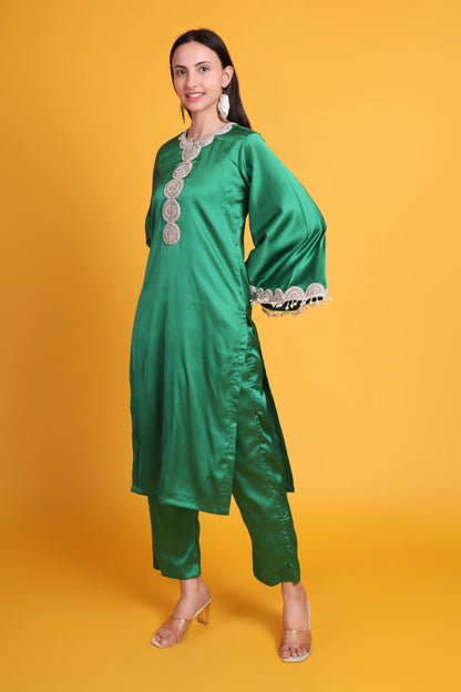 Crepe Straight Kurta set with Lace Work