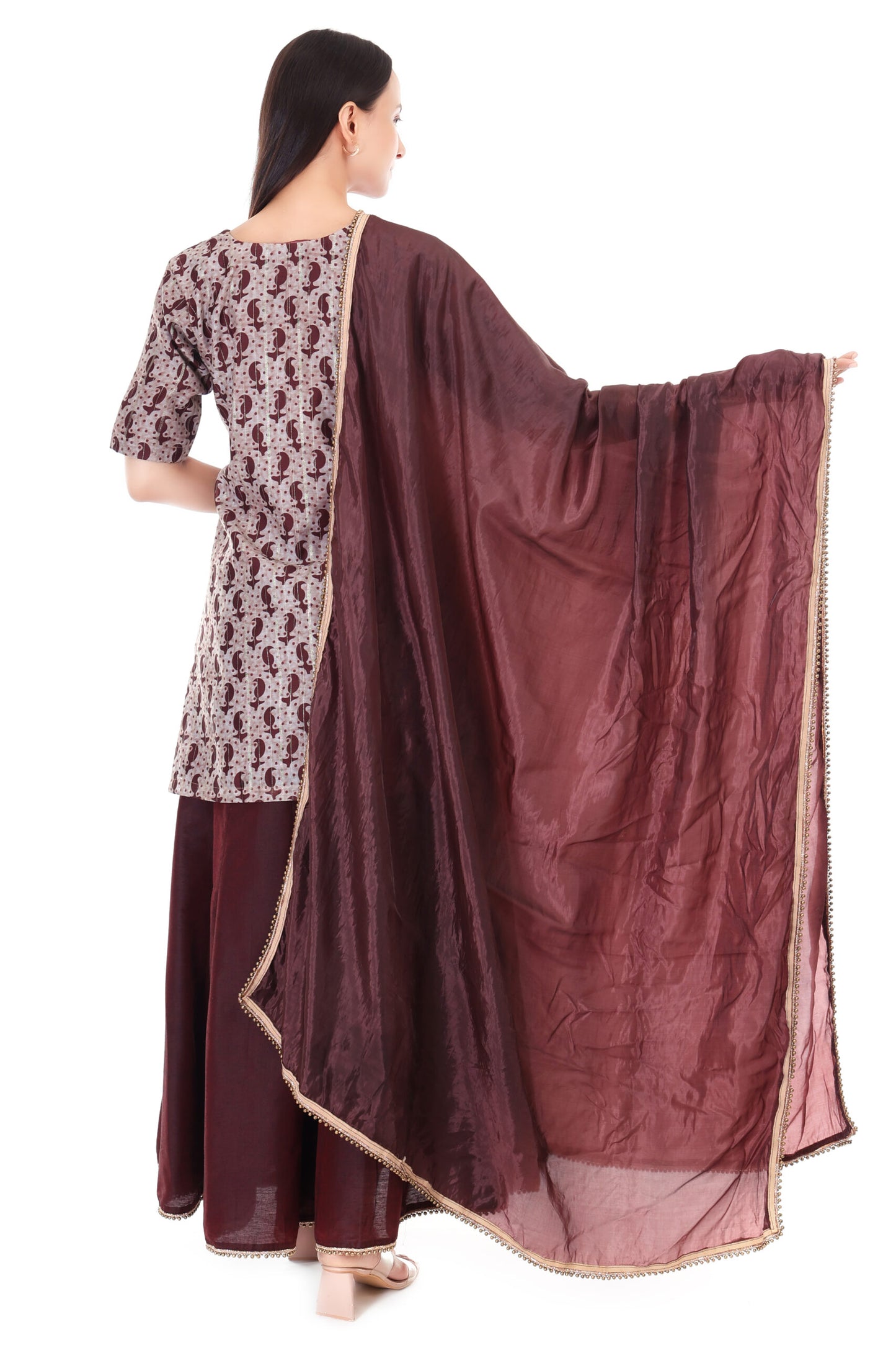 chanderi silk kurta with silk sharara and organza dupatta
