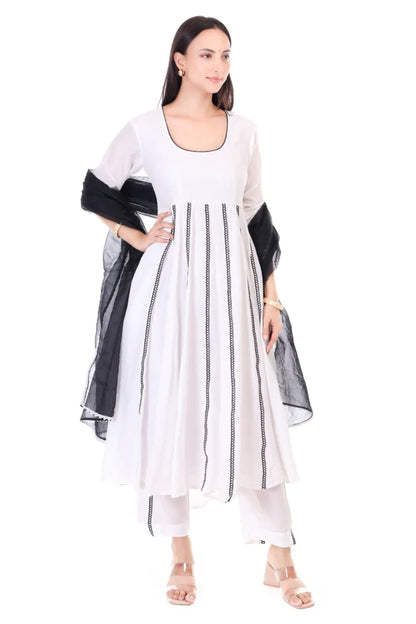 Muslin anarkali set with orgenzza dupatta