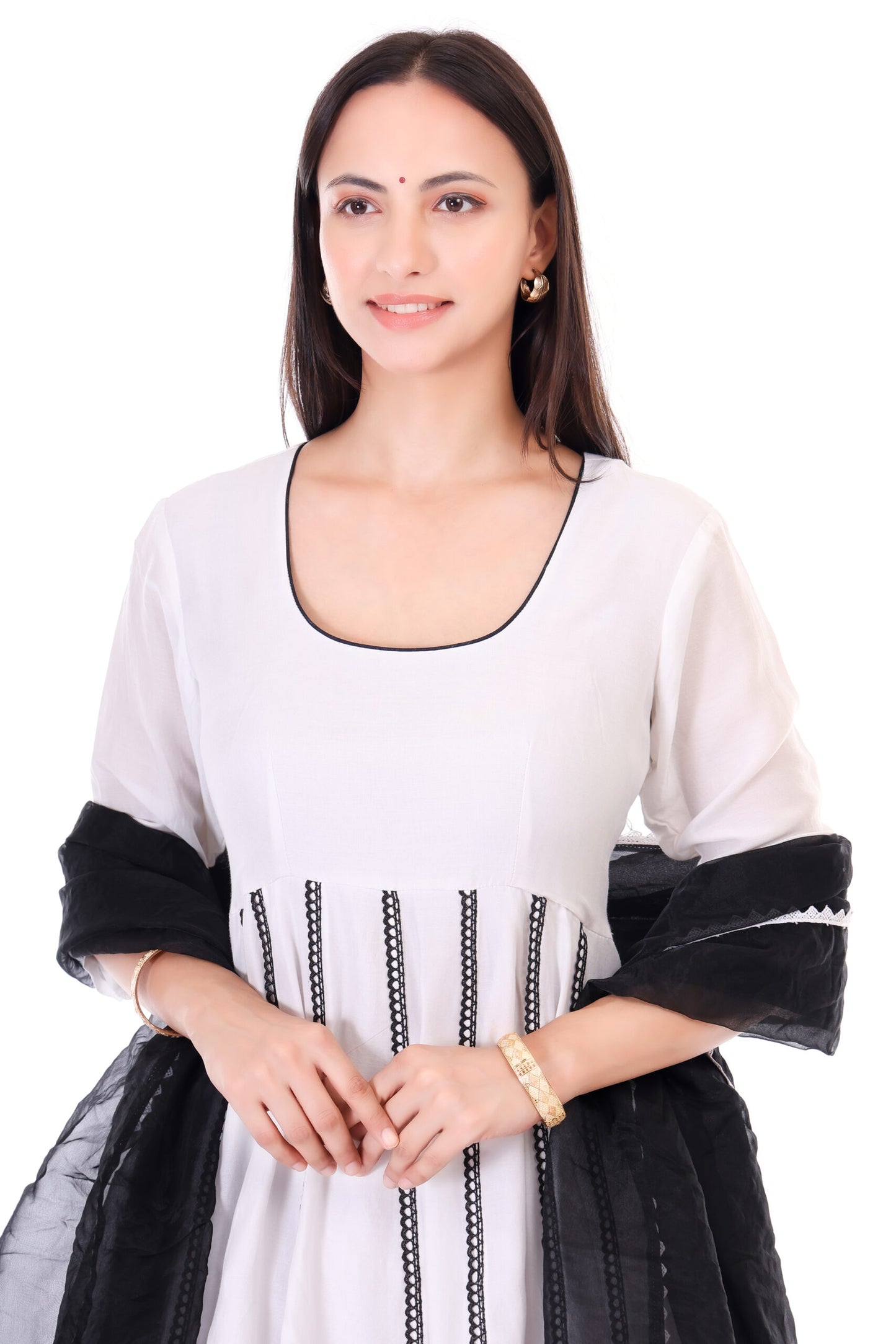 Muslin anarkali set with orgenzza dupatta