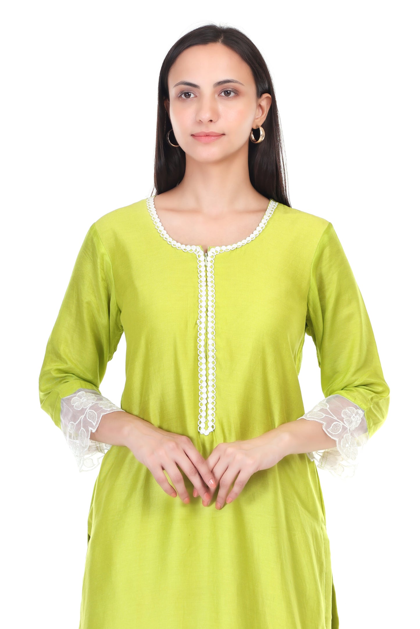 Muslin kurta set with lace work