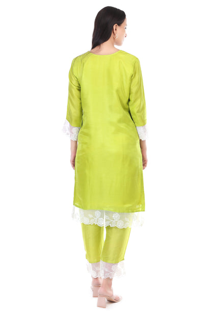 Muslin kurta set with lace work