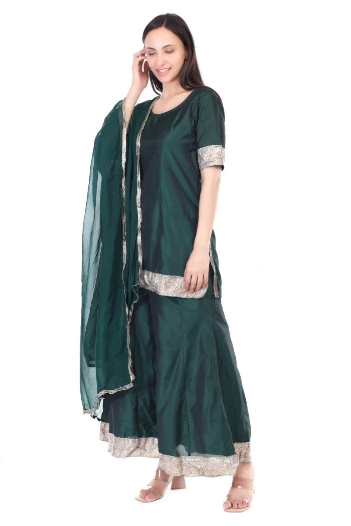 Silk sharara set with orgenzza dupatta