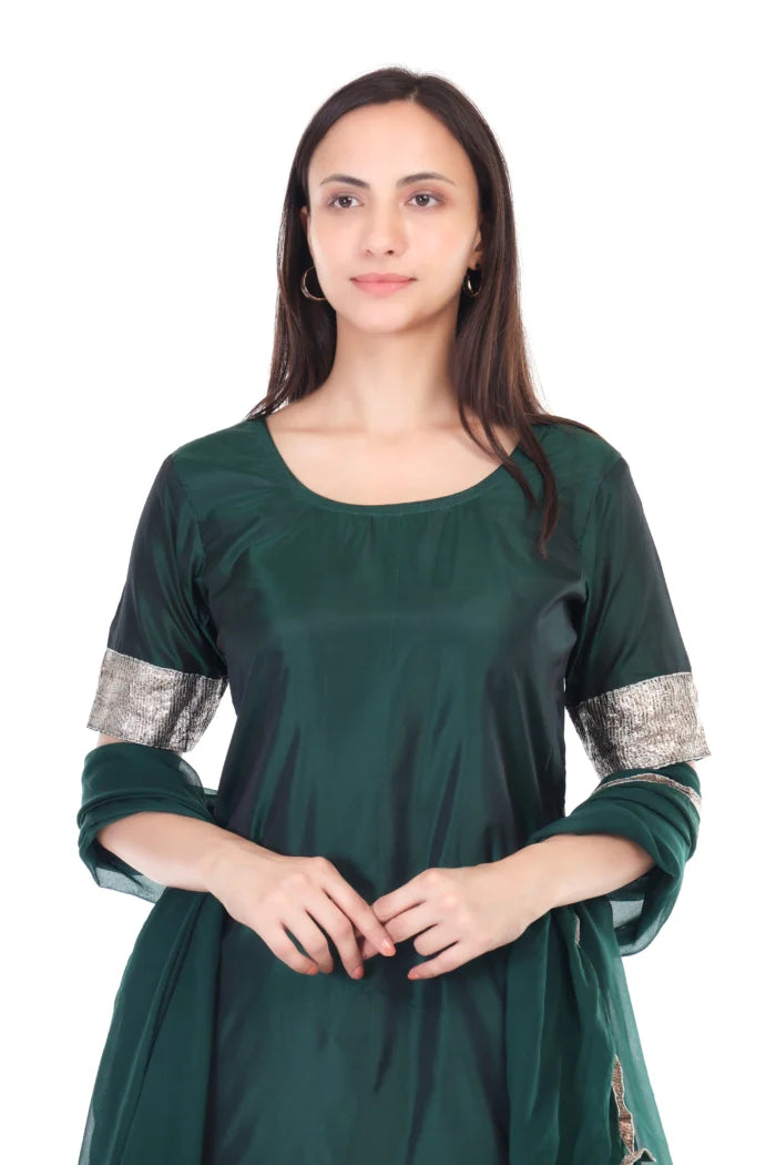 Silk sharara set with orgenzza dupatta