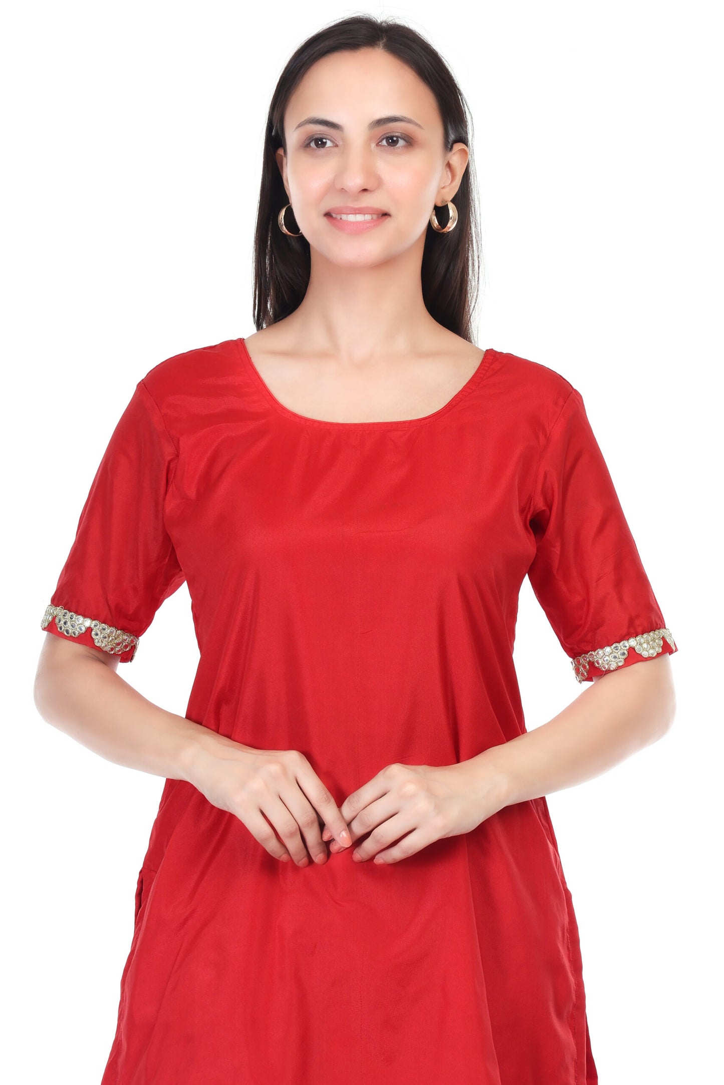Silk kurta with georgette sharara and orgenzza dupatta
