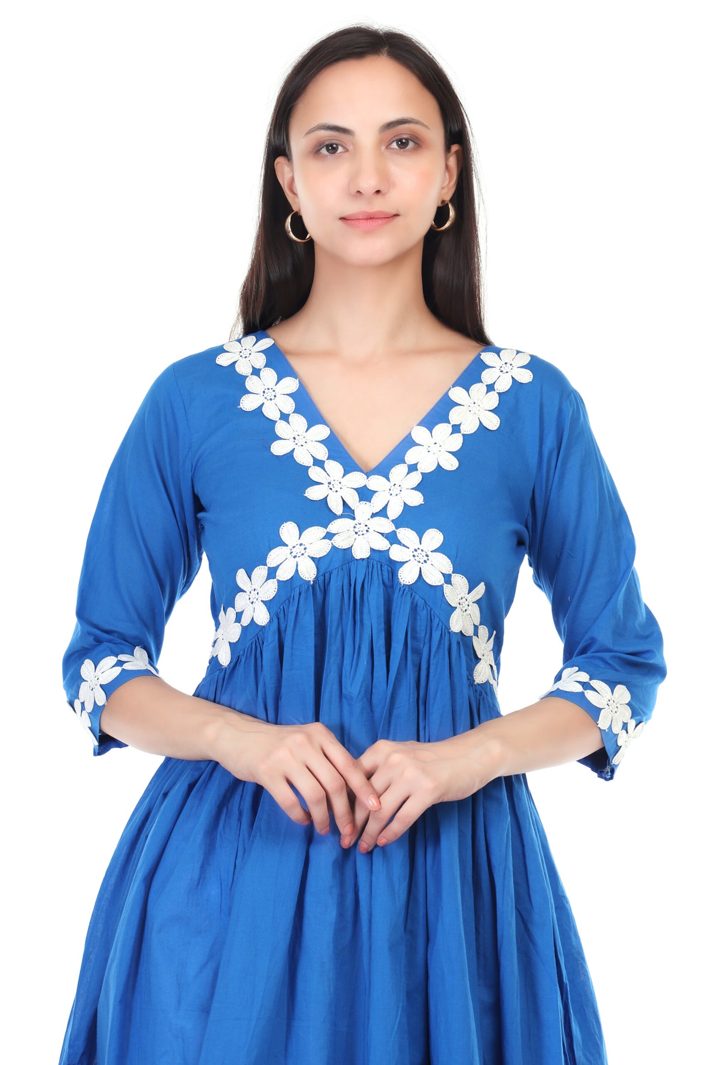 Cambric Cotton Anarkali kurta set detailing with Lace