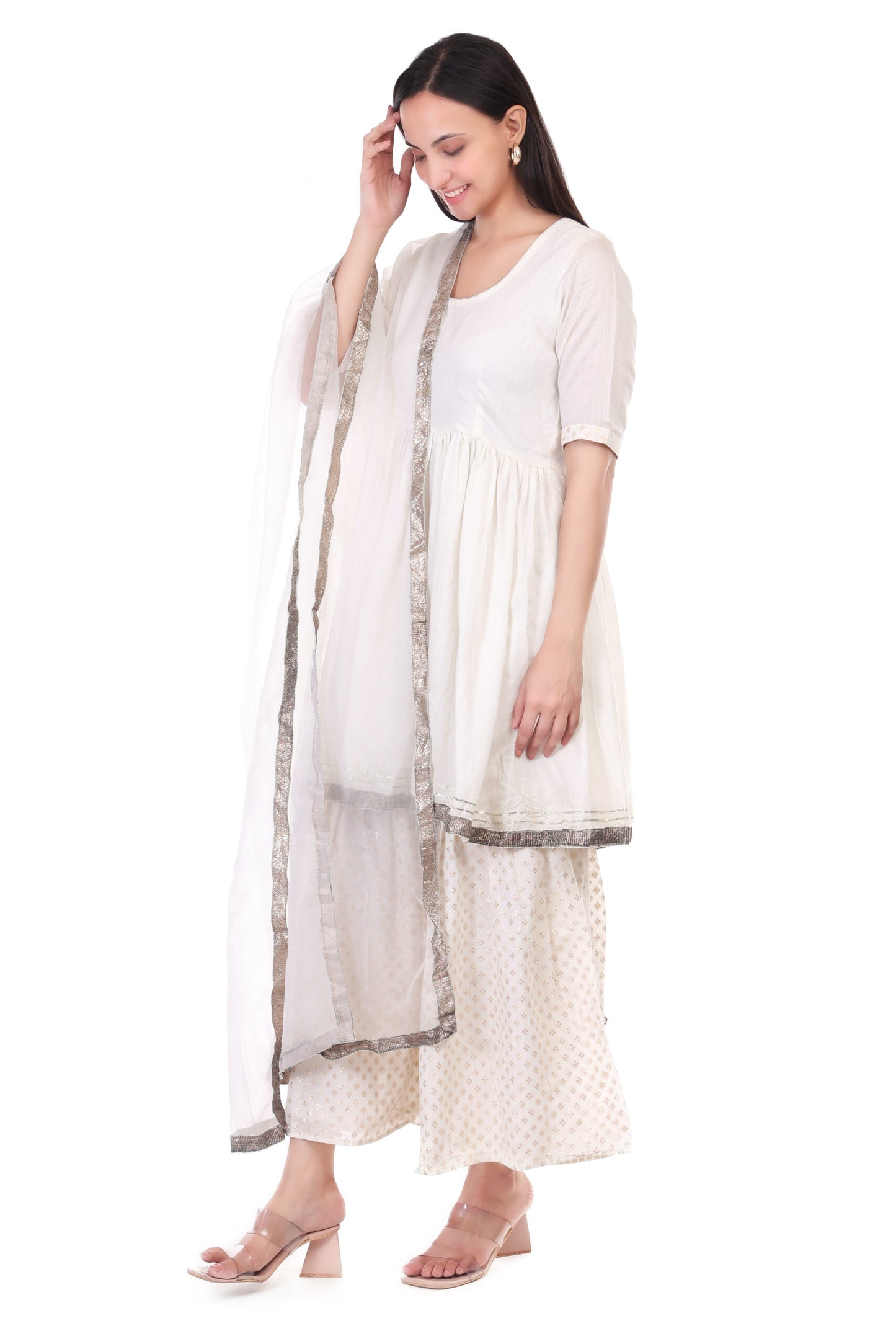 Chanderi Silk sharara set with Orgenzza Dupatta