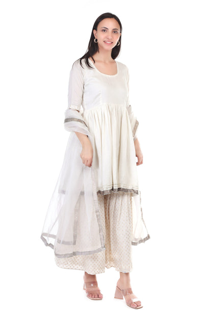 Chanderi Silk sharara set with Orgenzza Dupatta