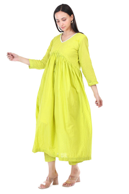 Cambric cotton anarkali kurta set