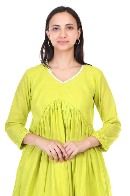 Cambric cotton anarkali kurta set