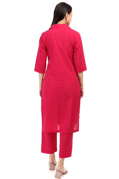 Magenta cambric cotton kurta set