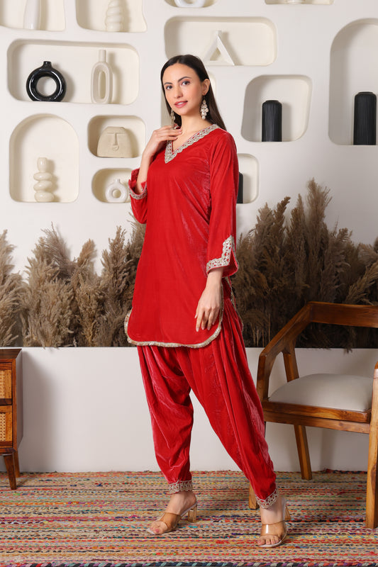 Velvet Kurta with Salwar