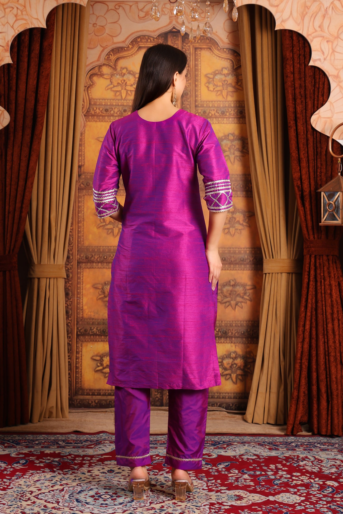 Raw Silk Kurta Set with Gotapatti Work