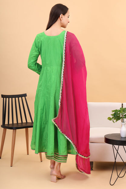 Silk anarkali set with orgenzza dupatta