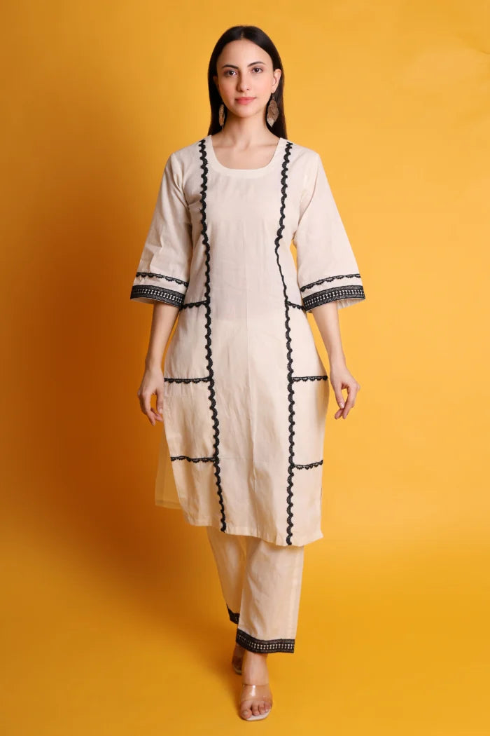 Cora Cotton Lace Work Kurta Set