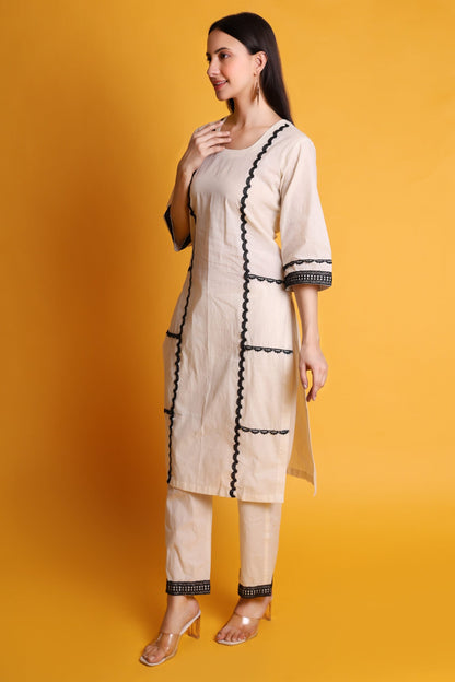 Cora Cotton Lace Work Kurta Set