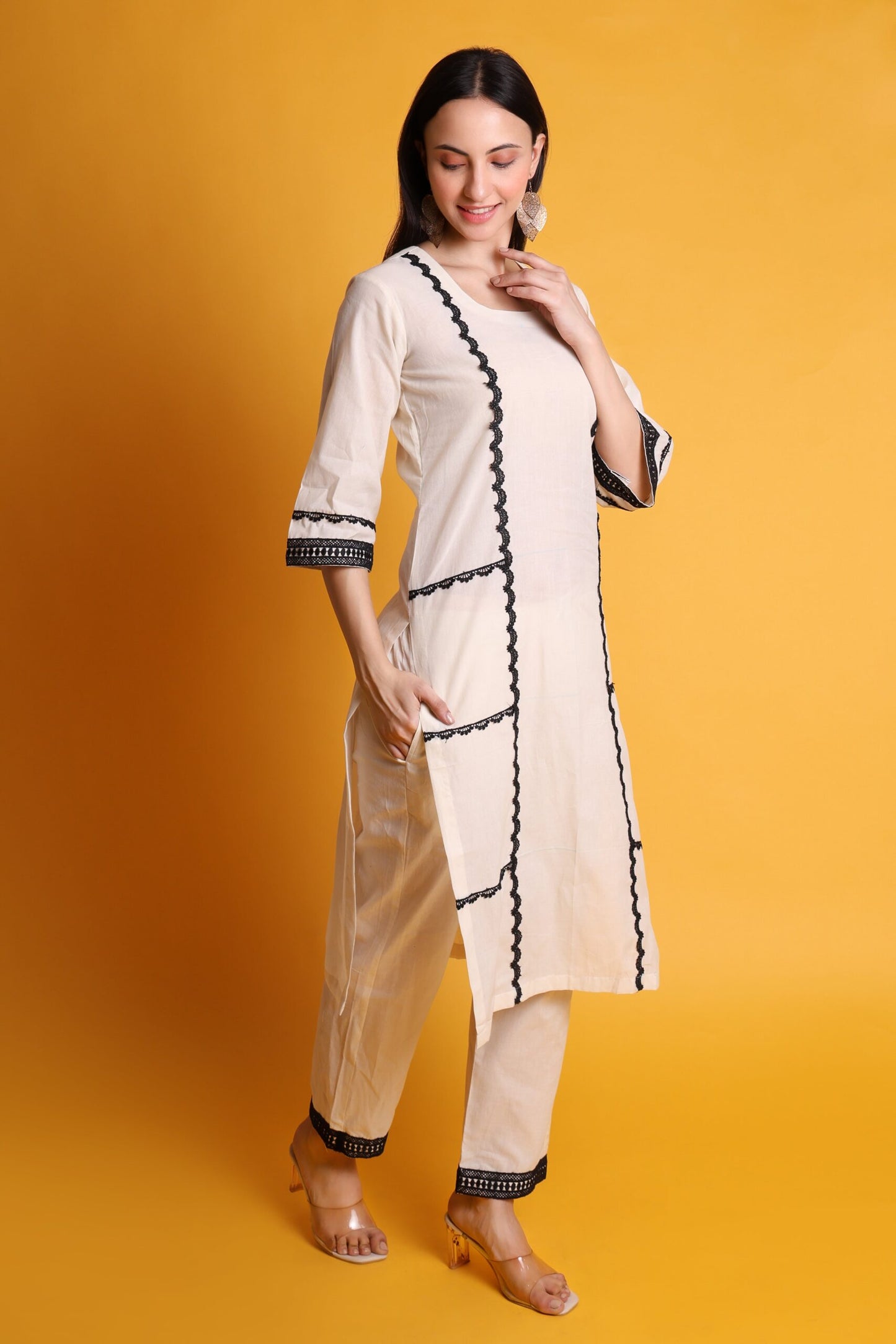 Cora Cotton Lace Work Kurta Set