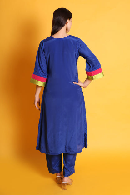 Royal Blue Crepe Kurta set