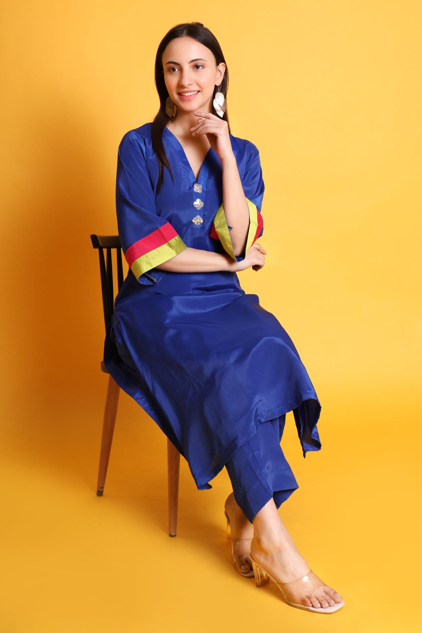Royal Blue Crepe Kurta set