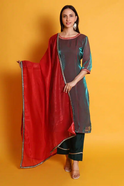 Tissue Organza Kurta Set with Organza Dupatta