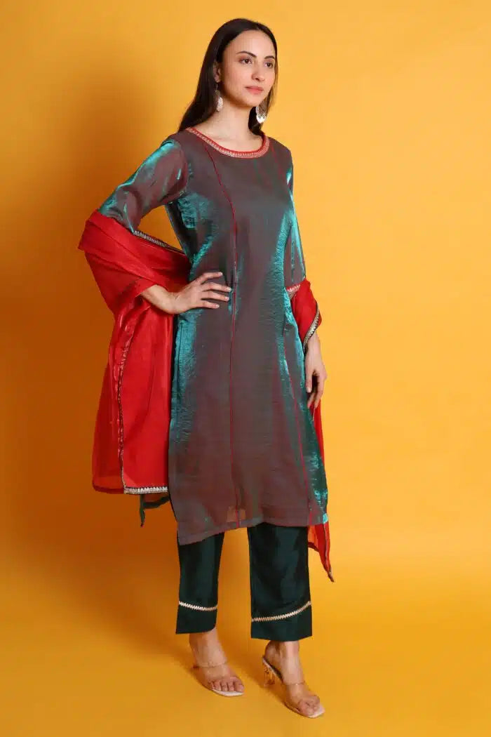 Tissue Organza Kurta Set with Organza Dupatta