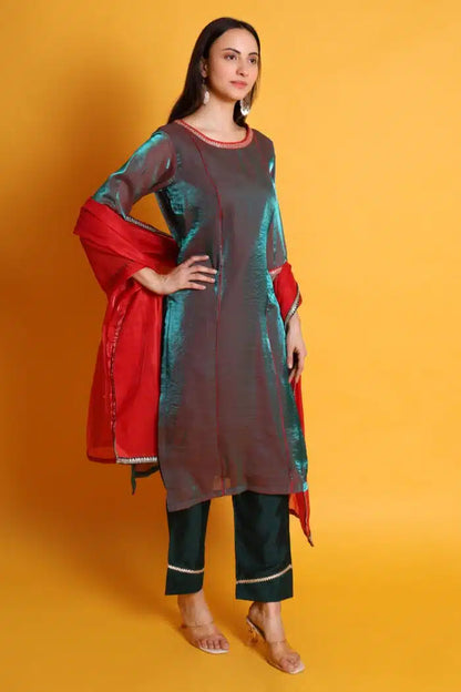 Tissue Organza Kurta Set with Organza Dupatta