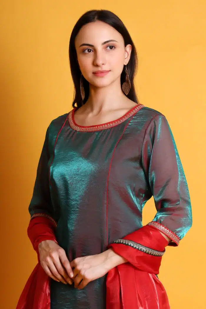 Tissue Organza Kurta Set with Organza Dupatta