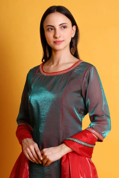 Tissue Organza Kurta Set with Organza Dupatta