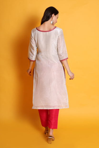 Tissue Silk Kurta with Raw Silk Pant