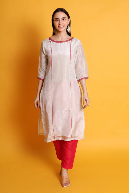 Tissue Silk Kurta with Raw Silk Pant