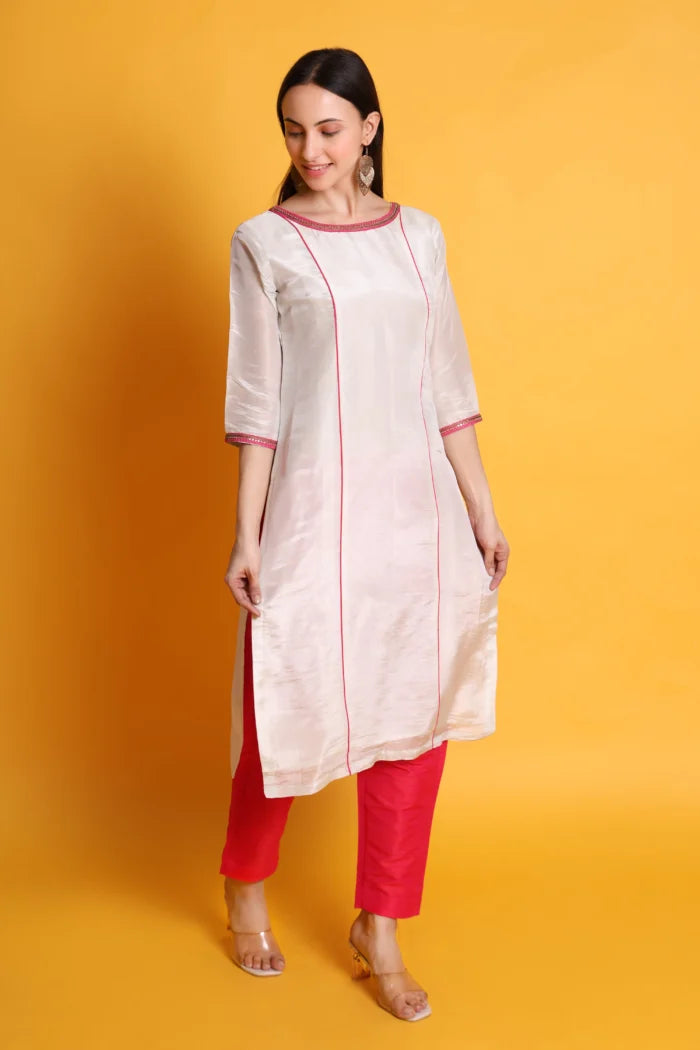 Tissue Silk Kurta with Raw Silk Pant
