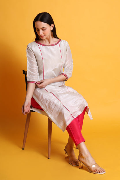 Tissue Silk Kurta with Raw Silk Pant
