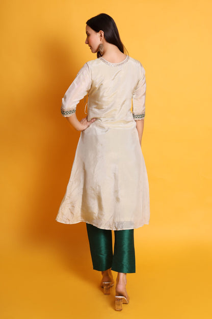 Tissue Silk Kurta with Raw Silk Pant