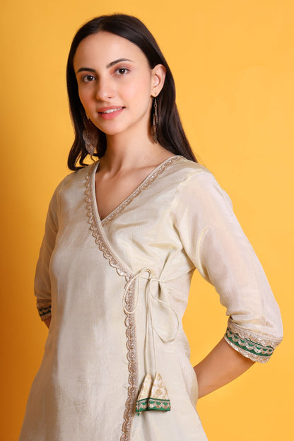 Tissue Silk Kurta with Raw Silk Pant