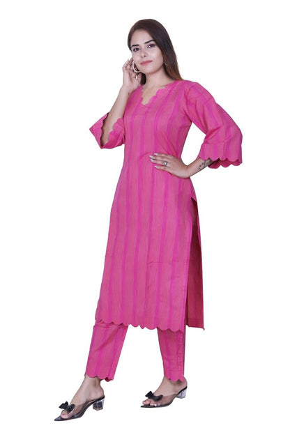 Magenta Handloom Cotton Kurti set