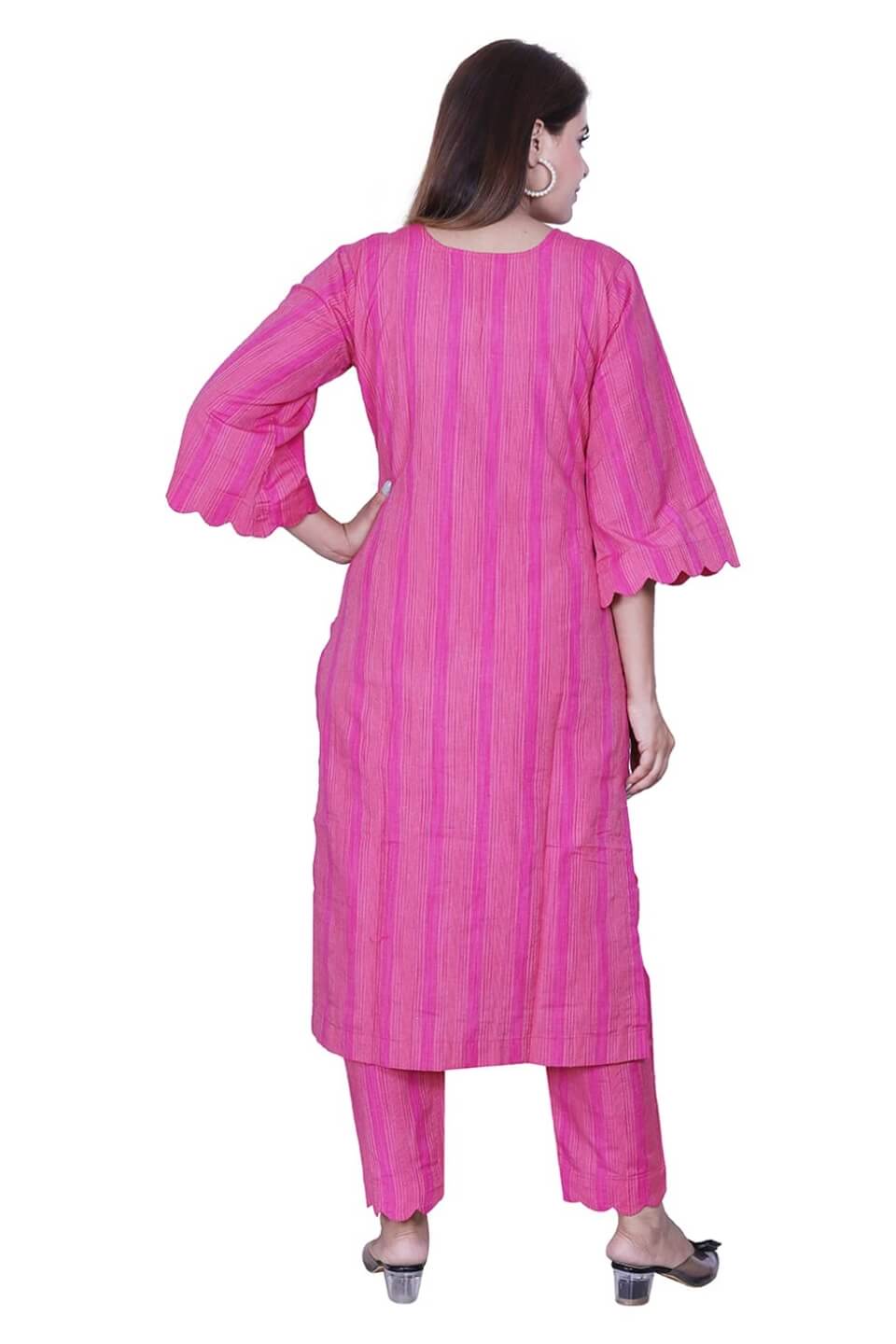 Magenta Handloom Cotton Kurti set