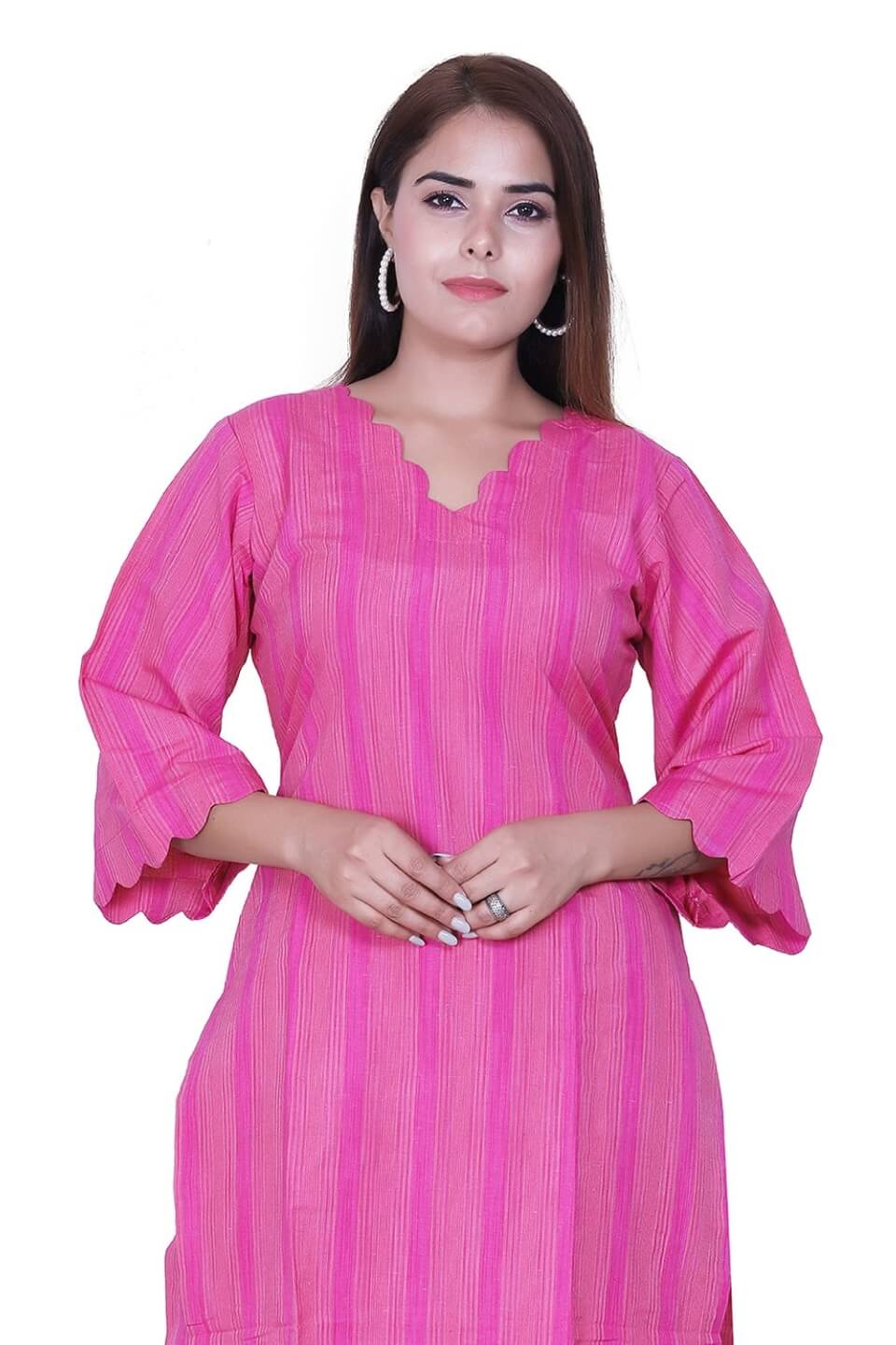 Magenta Handloom Cotton Kurti set